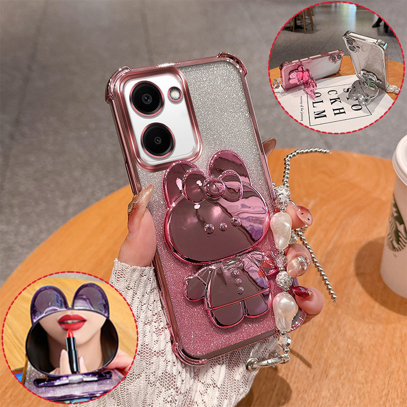 Vivo Y28 - Modische, süße 3D-Hasen-Spiegel-Handyhülle für Vivo Y03