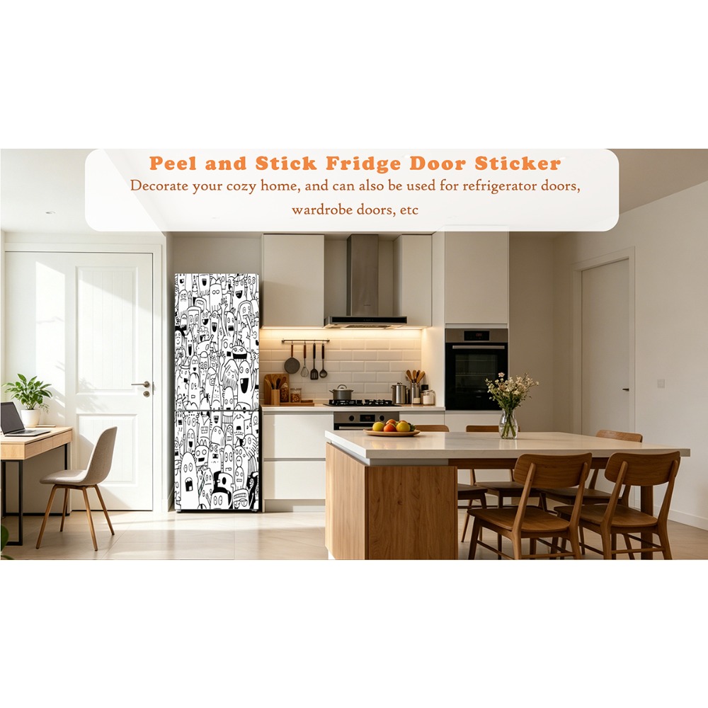 Schwarz-weißer Line-Art-Doodle – Full Cover Adhesive Bewertung und Preis